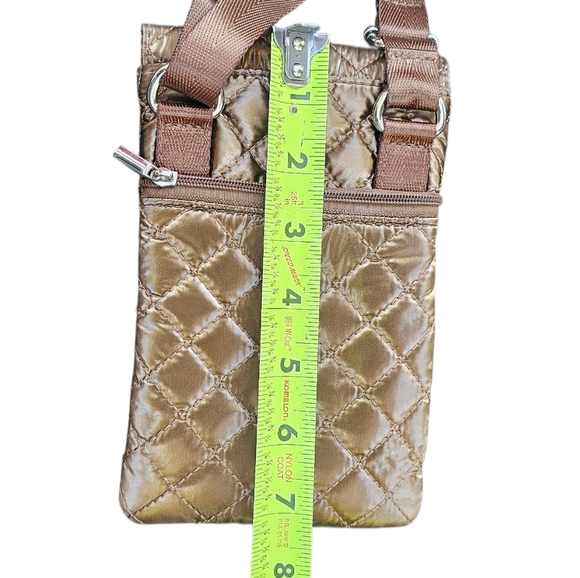 Chico's - Small Metallic Bronze Quilted Crossbody w/ 3 Pockets Adjustable Strap - Picture 4 of 6
